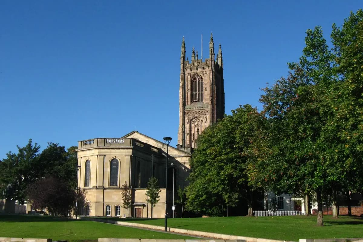 Derby Cathedral seen from Cathedral Green
