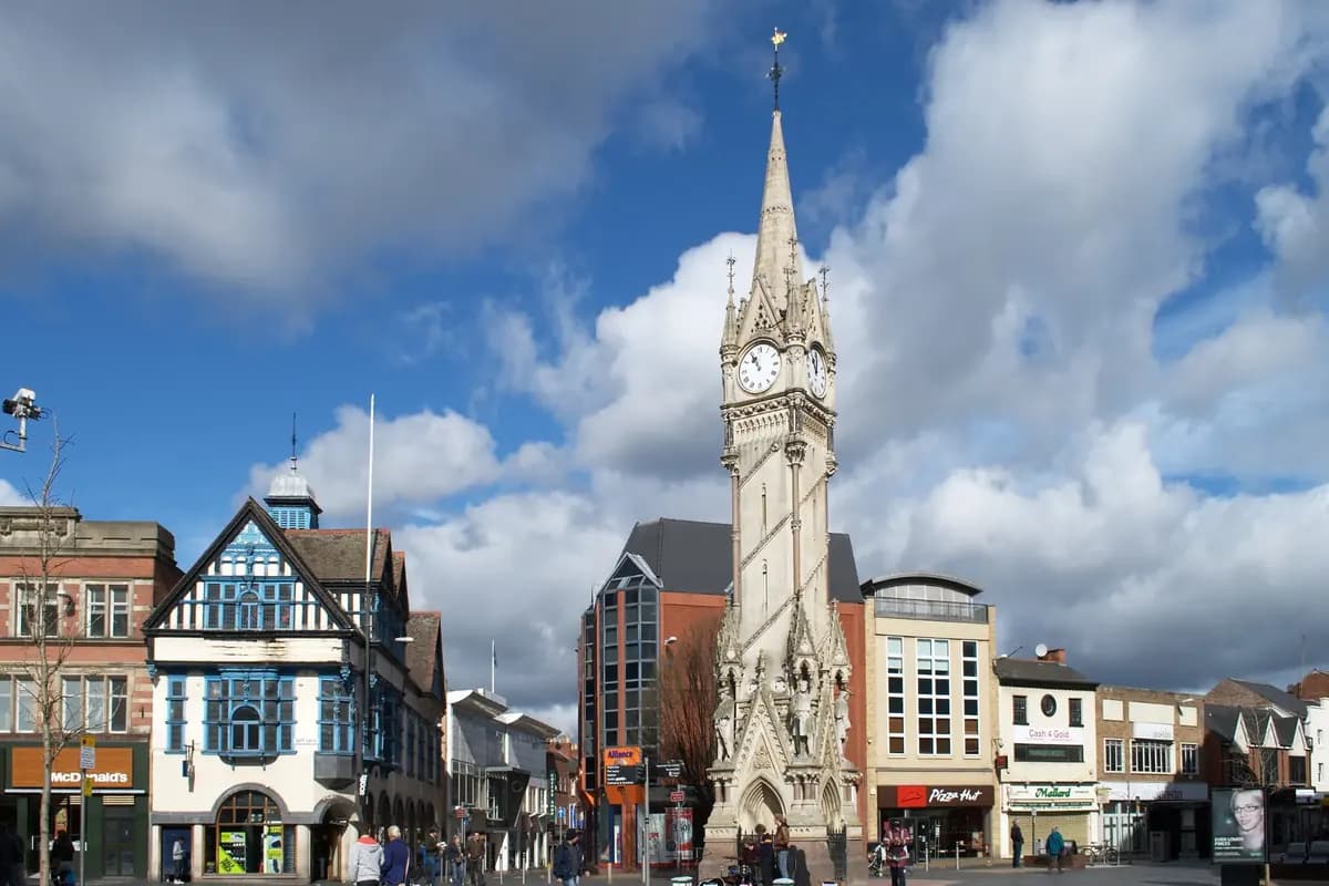 The Haymarket Memorial Clock Tower in Leicester city centre