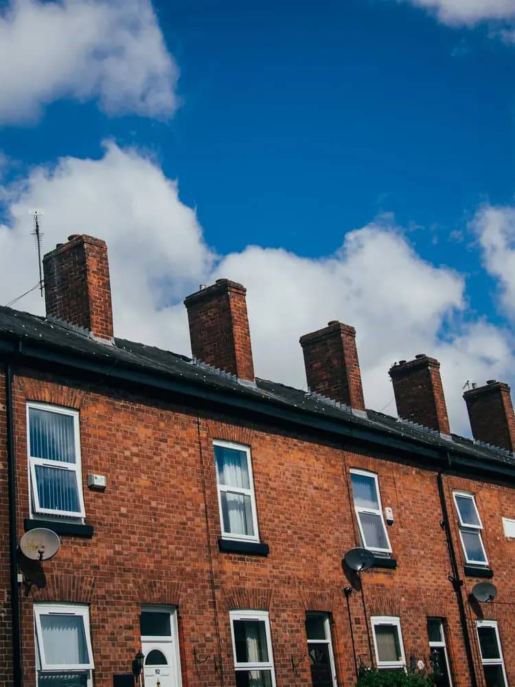 Terraced homes where a pre-purchase drain survey is being carried out